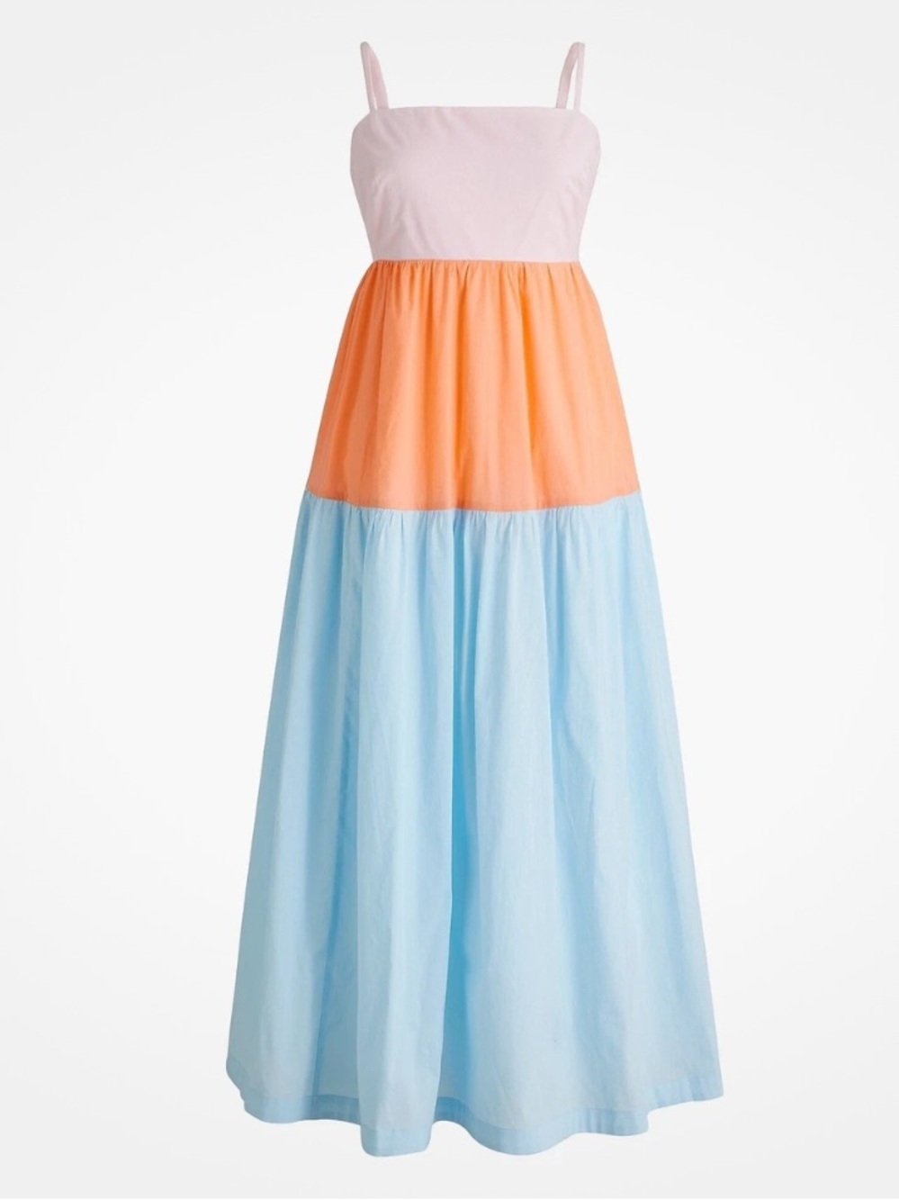 J. Crew Pink, Orange & Light Blue Tiered Maxi Dress